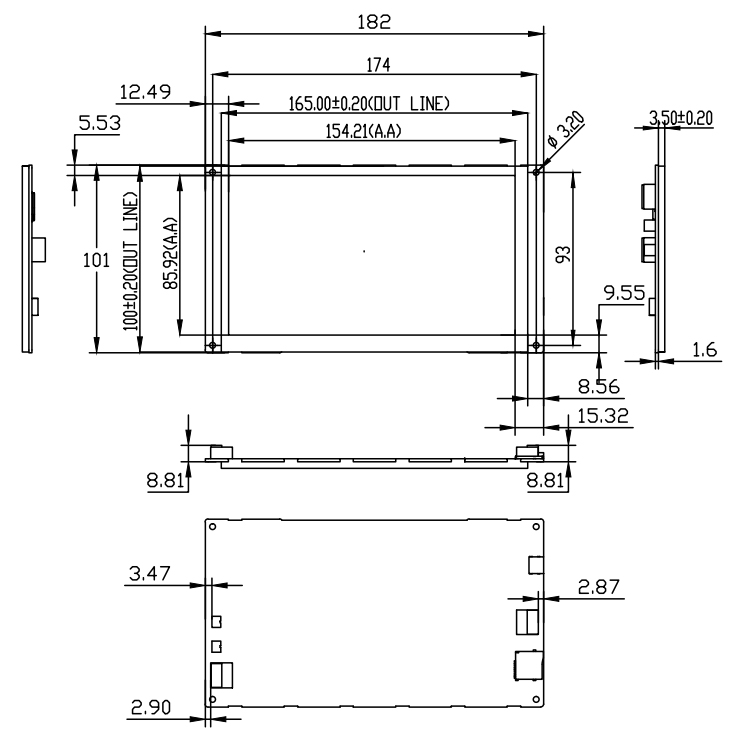 7 ultra thin tft lcd color monitor
