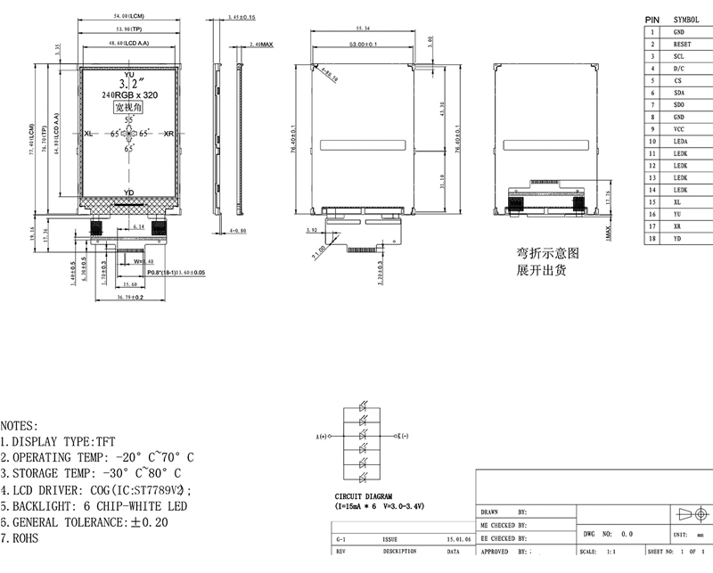 3.2 Inch TN TFT LCD