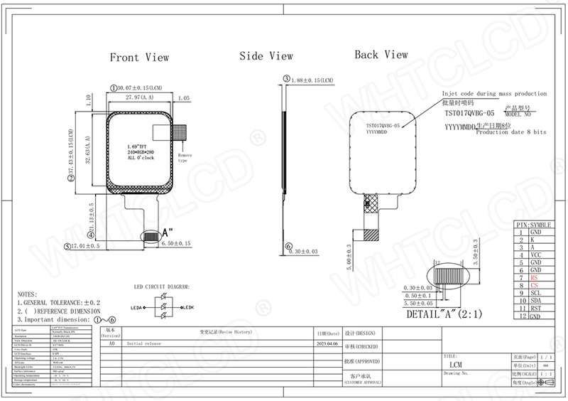 1.69 Inch IPS TFT LCD