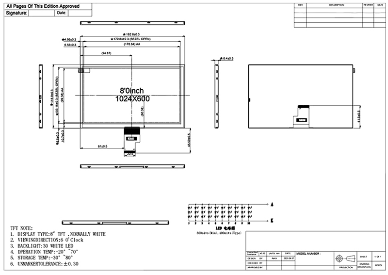 8.0 Inch TN TFT LCD