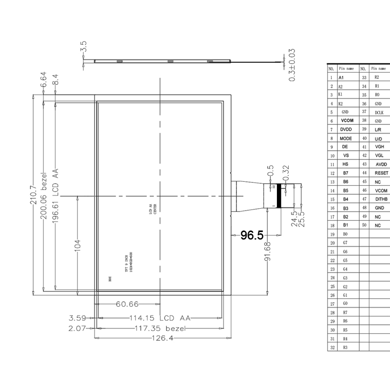 9.0 Inch TN TFT LCD