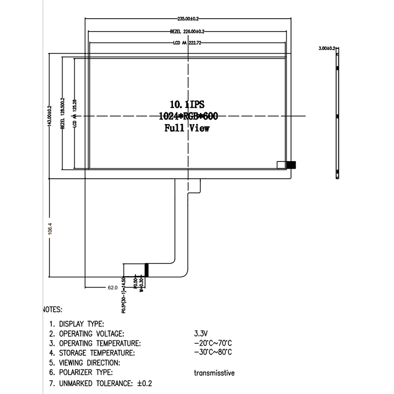 10.1 Inch IPS TFT LCD