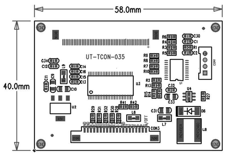 UT-TCON-035 RGB TTL LCD Controller Board