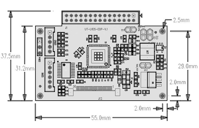 UT-LVDS-EDP V.1 EDP LCD Controller Board