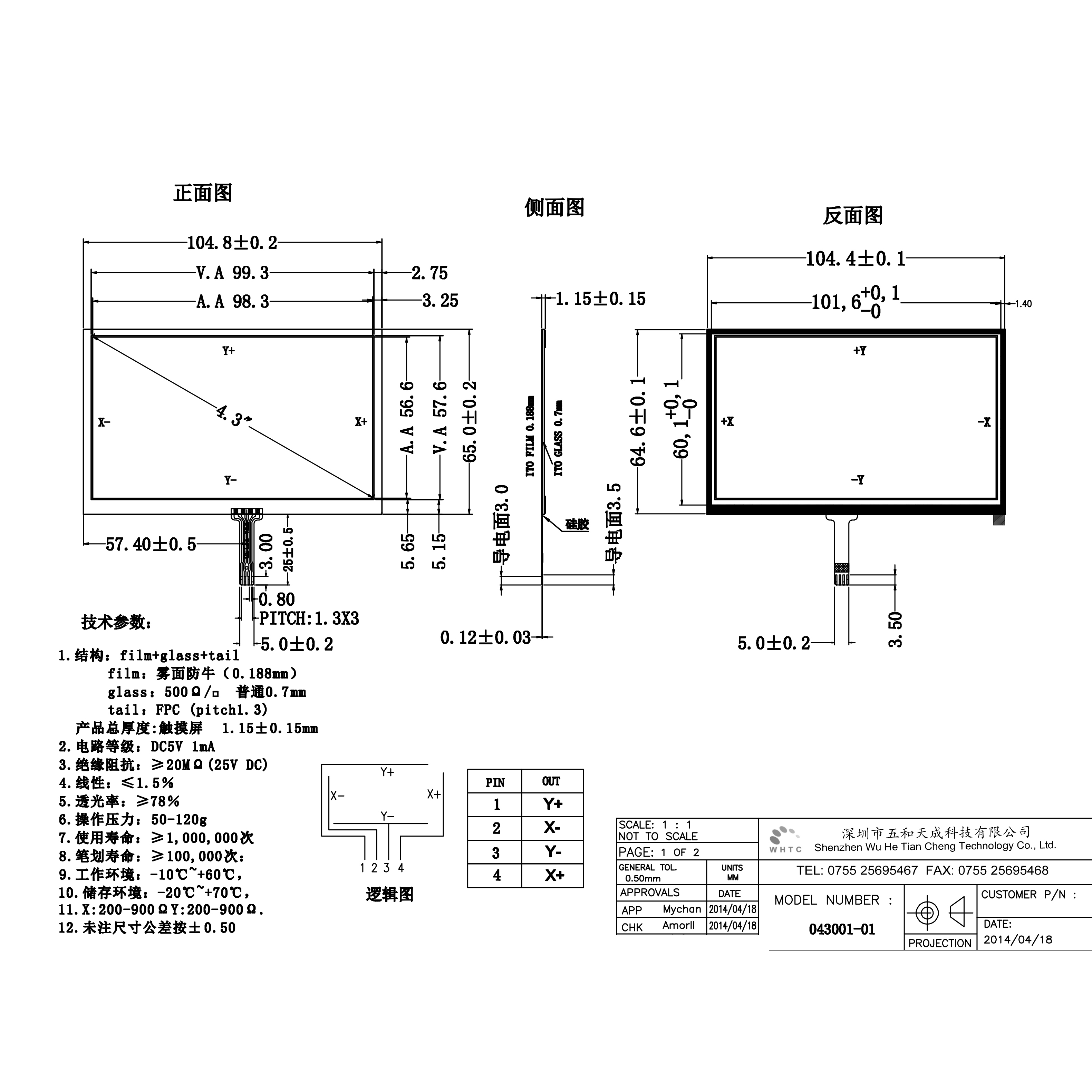 4.3 touch screen display