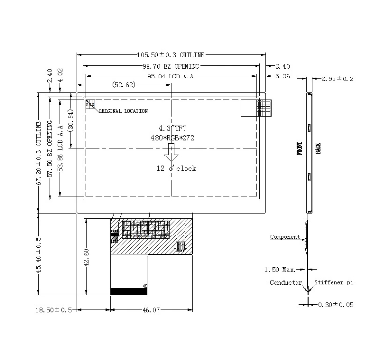 4.3 Inch Sunlight Readable LCD Display