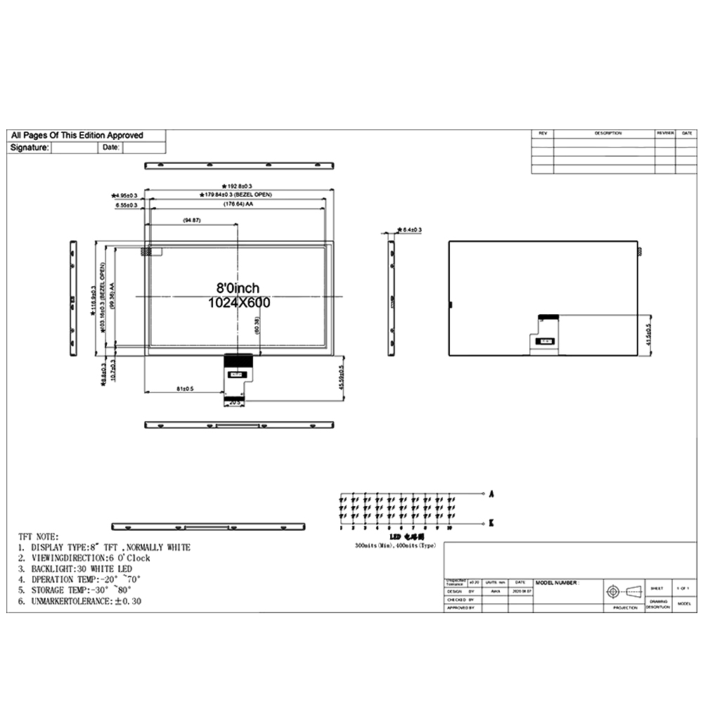 8 Inch Sunlight Readable LCD Display