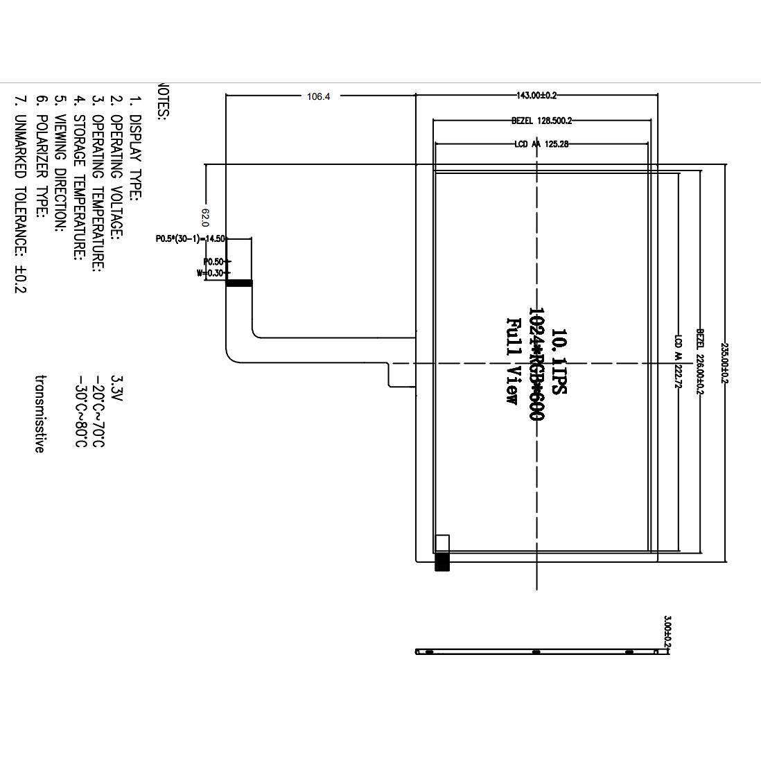 10.1 Inch Sunlight Readable LCD Display